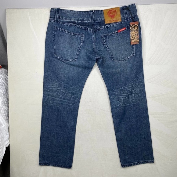 Vintage NWT Ed Hardy Tiger Death or Glory Rhinestone Relaxed Fit Jeans-42x34 - Picture 5 of 7